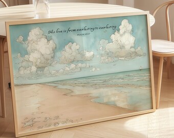 Psalm 103:17 Beach Print, Christian Scripture, Ocean Art (Digital Download)