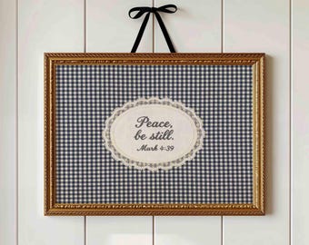 Peace Be Still Wall Art - Mark 4:39 Bible Verse Poster, Farmhouse Christian Decor