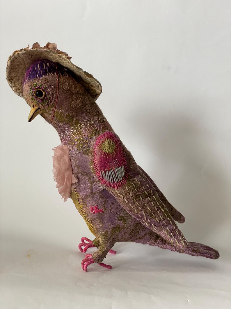Textile Art Bird,personalized,soft Sculpture,hand Made,embroidered ...