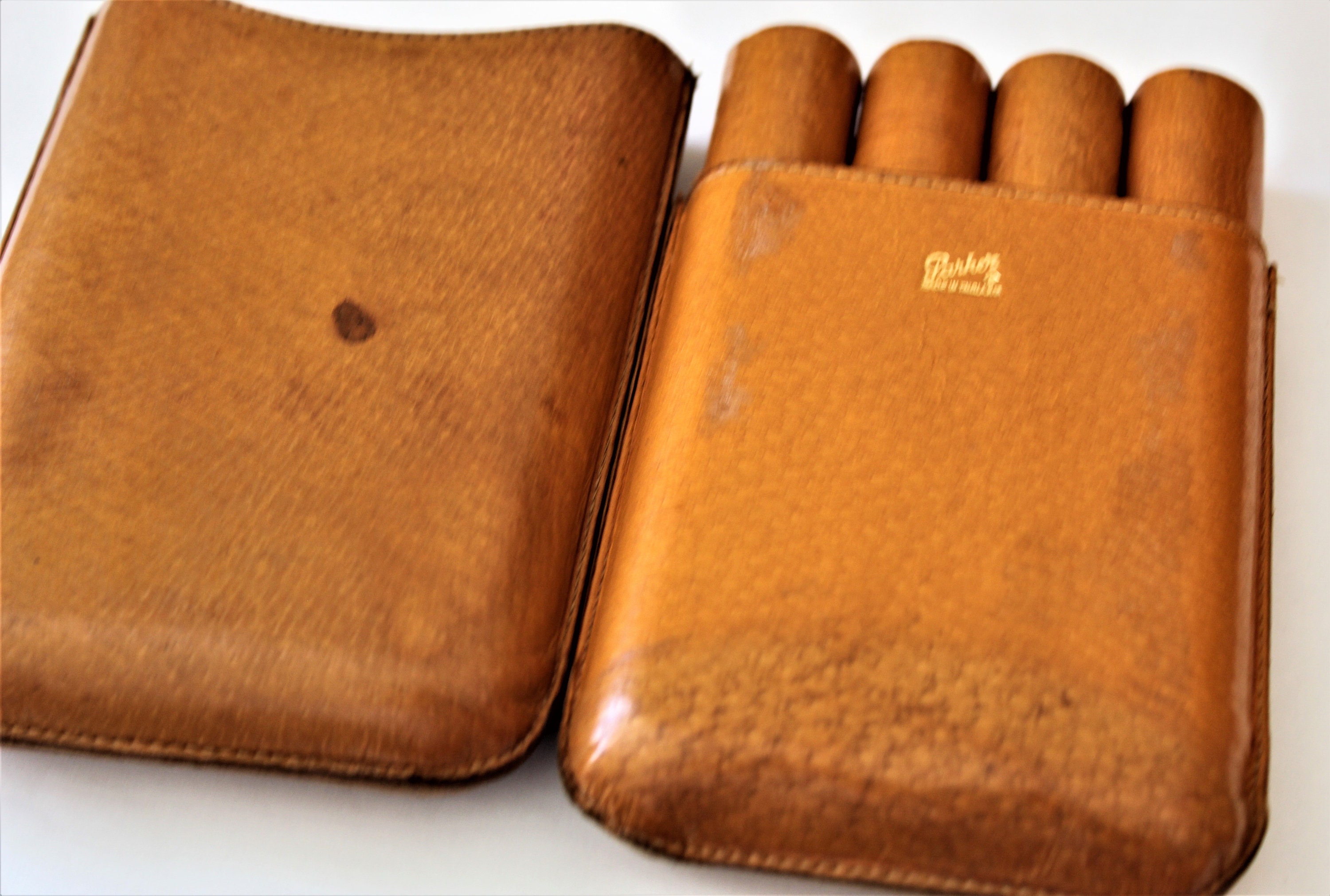 parker cigarette case Vintage Leather Cigar Case. English Cigar Case by Parker