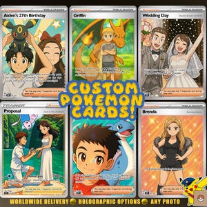 Carte Pokémon personnalisée, carte d'anniversaire personnalisée, carte d'anniversaire Pokémon, faire-part, carte de couple Pokémon, photo avec un personnage Pokémon