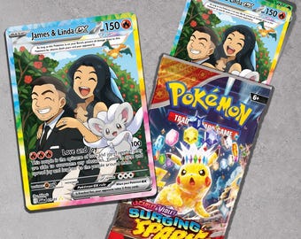 Custom Pokémon-Style Card, Personalized Couple Card, Gamer Gift (Booster Pack Option)