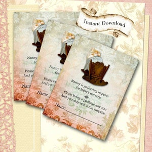 Downton Abtei Windel Verlosung, Windeln für Baby, DIY Sofort-Download, passende Dusche Einladung, Karte, Menü, Tee