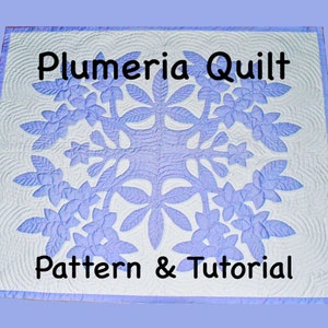 Hawaiian Plumeria Quilt Pattern & Tutorial, Pua Melia, Wall Hanging, Baby Quilt, Throw, Step By Step Instructions and Photos