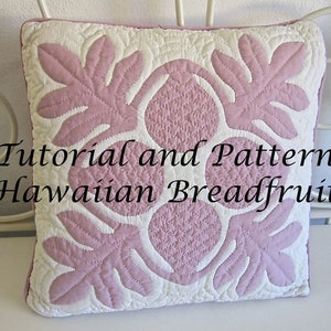 Bloc de courtepointe hawaïen « Ulu » motif fruit à pain et tutoriel PDF, téléchargement immédiat, instructions étape par étape, conception de courtepointe hawaïenne, bricolage