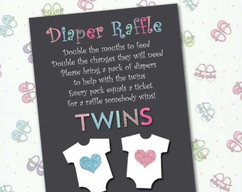 twin diaper raffle baby shower invitation insert and raffle etsy