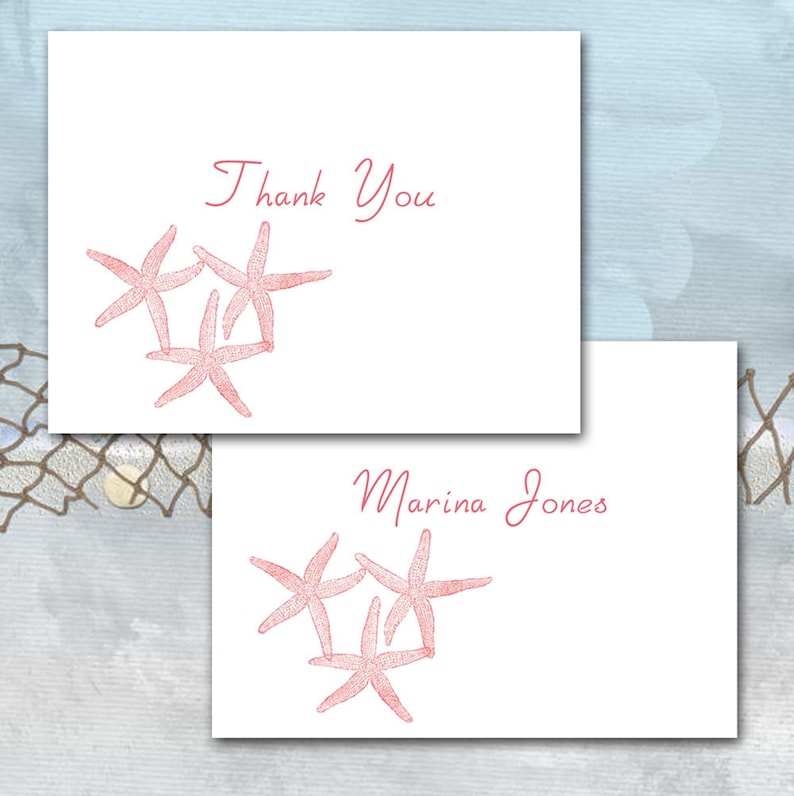Starfish Note Cards Tropical Vow Renewal Set of Ten Wedding Thank You Beach Wedding Starfish Thank You Sea Star Beach Stationery