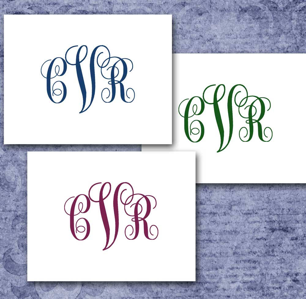 Classic Monogram Note Cards Personalized Traditional Etsy