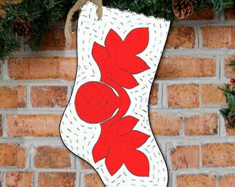 Hawaiian Christmas Stocking Pattern, Breadfruit "Ulu" Quilt Pattern and Tutorial, DIY Instant Download, Mantle Decoration, Christmas Decor