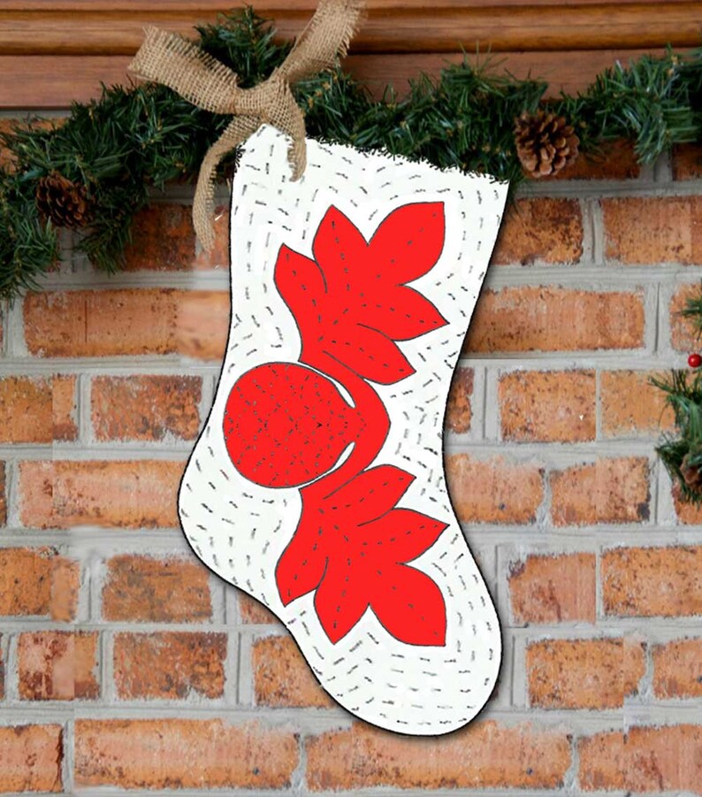 Christmas Decor Hawaiian Christmas Stocking Pattern Mantle Decoration Breadfruit Ulu Quilt Pattern and Tutorial DIY Instant Download