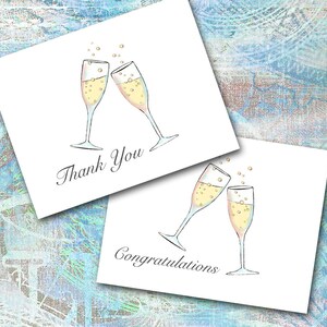 Champagne Toast Note Cards, Design Your Own, Couple's Thank You, Cheers ...