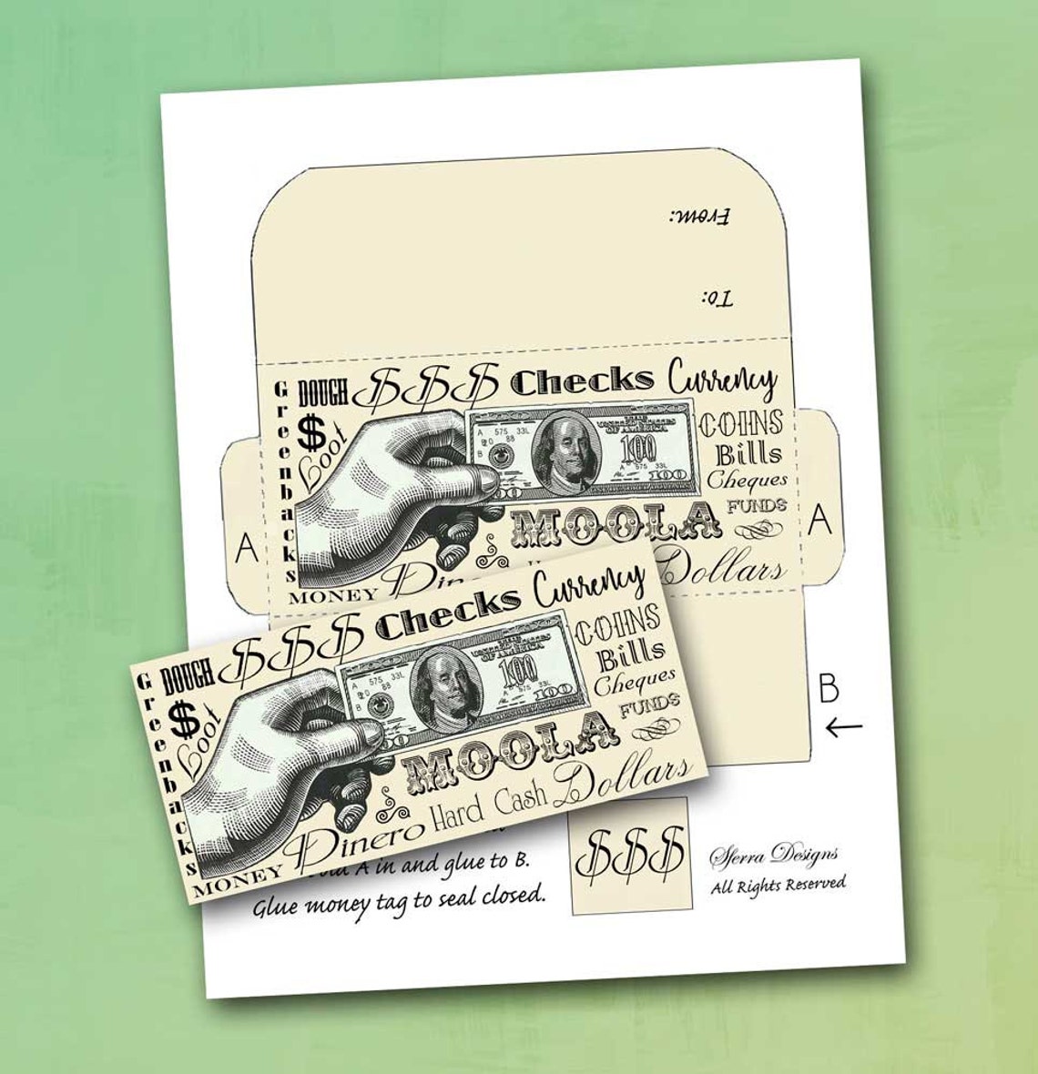 Money Holder DIY Printable Money Wallet Instant Download Etsy