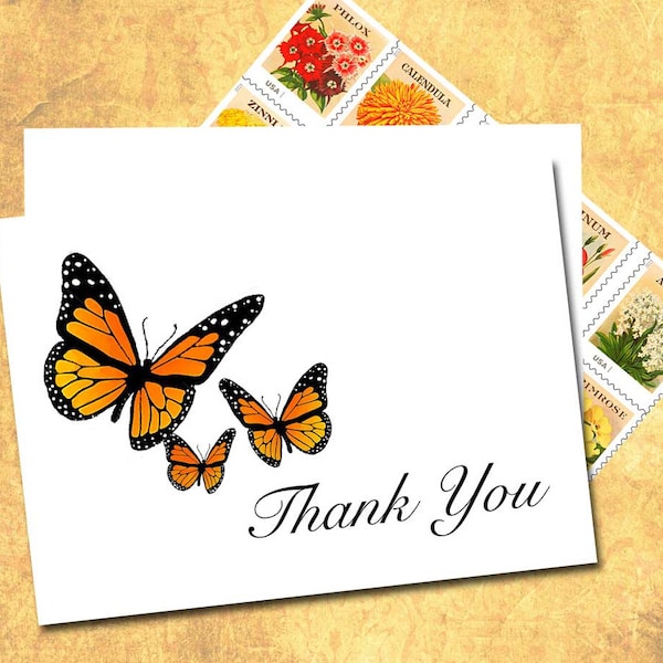 Monarch Butterfly Thank You Card - Etsy
