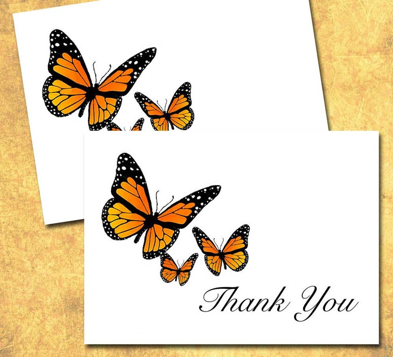 Butterfly Thank You Note Cards Monarch Butterfly Fall - Etsy