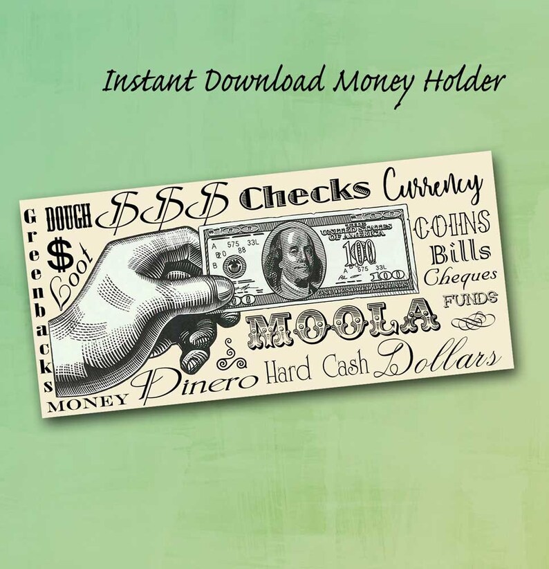 Money Holder DIY Printable Money Wallet Instant Download Etsy