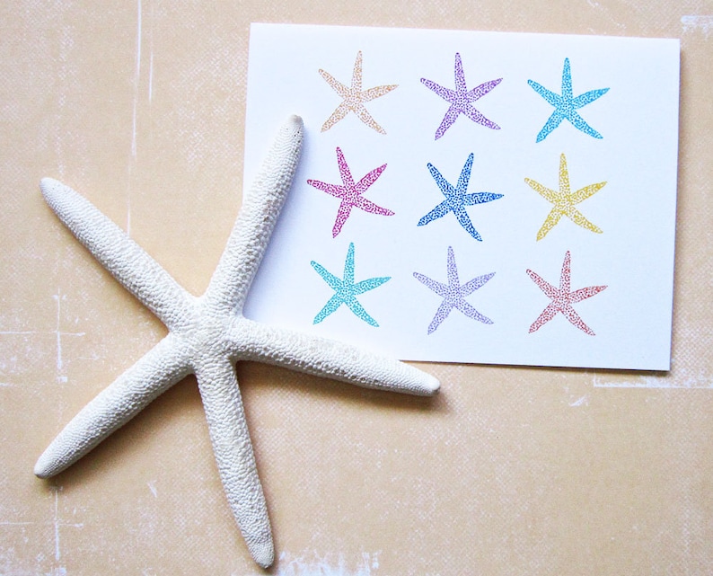 Starfish Note Cards Tropical Vow Renewal Set of Ten Wedding Thank You Beach Wedding Starfish Thank You Sea Star Beach Stationery