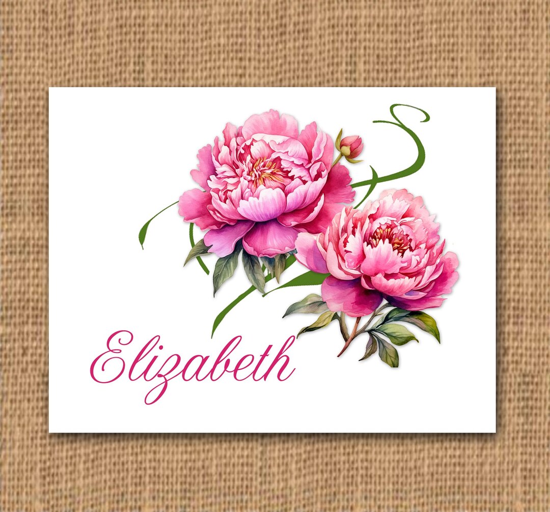 Personalized Peony Note Card Set: Pink Floral Stationery, Set of 10 - Etsy