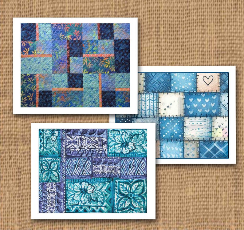 Block Quilt Note Cards, Five Designs, Set of Ten, Blank Inside - Etsy