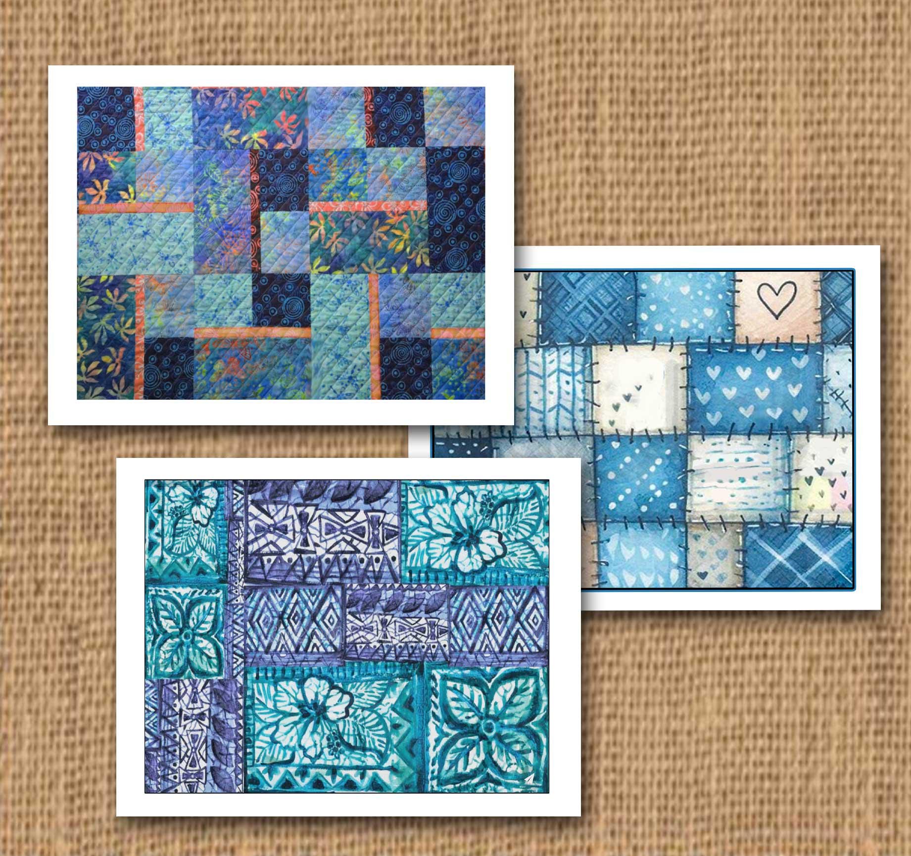 Block Quilt Note Cards, Five Designs, Set of Ten, Blank Inside - Etsy