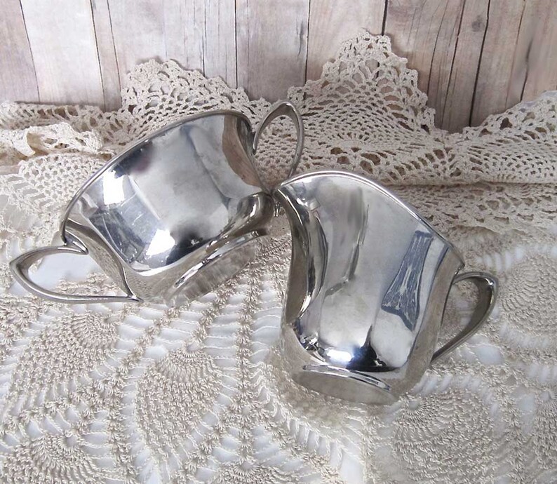 Silver Plate Sugar and Creamer Set Mid Century Silver Etsy