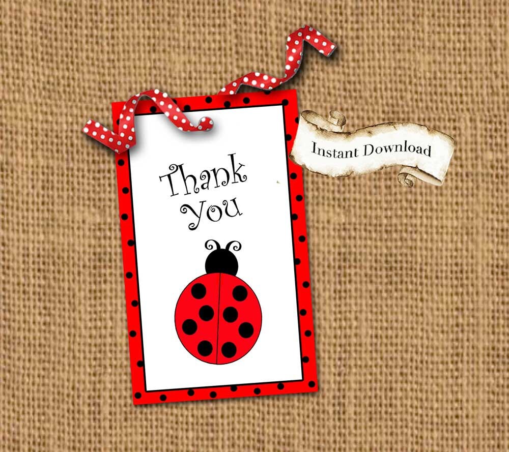 Ladybug Party Favor Tags Instant Download DIY Printable Etsy