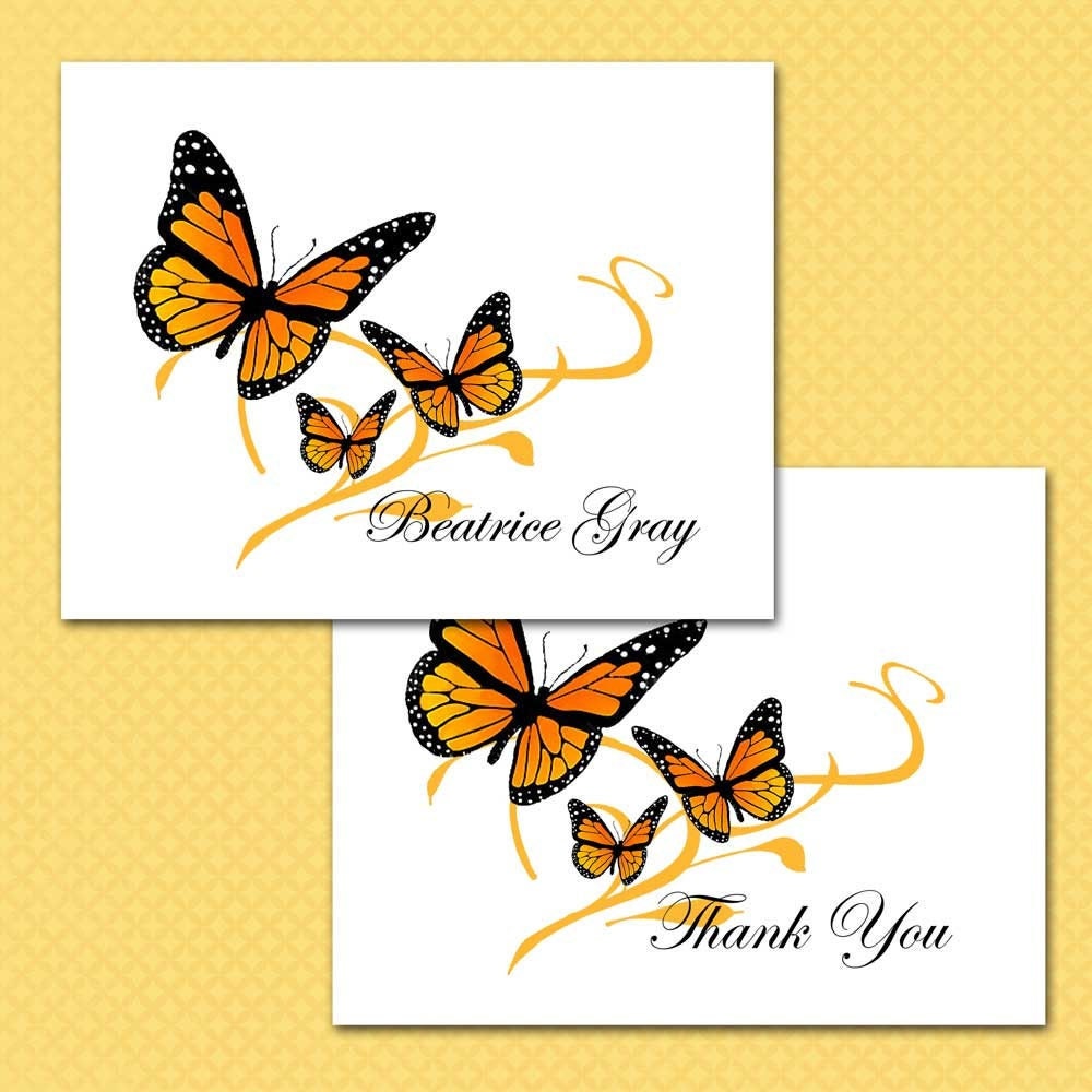 Monarch Butterfly Note Cards: Personalized Stationery Set - Etsy