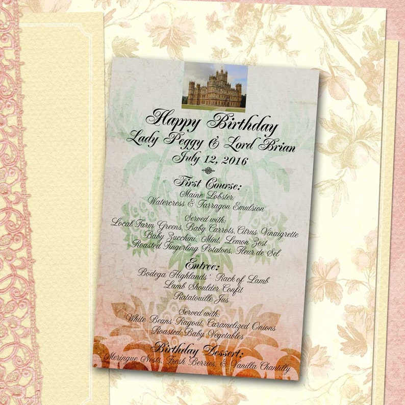 Downton Abbey Menu DIY Printable Custom Personalized Menu - Etsy Australia