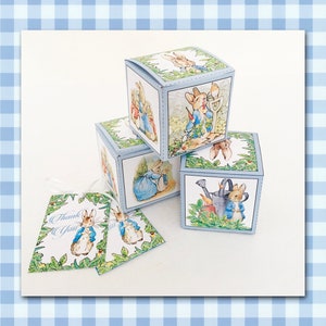 Contenitore per bomboniere vintage Peter Rabbit con etichetta, baby shower, compleanno del bambino, scatola da 2 1/4", stampabile fai da te, download immediato, Beatrix Potter