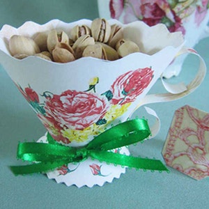 Teacup Party Favor, Victorian Rose Tea Cup, DIY Party Printable, Vintage Rose, Bridal Tea, High Tea, Birthday, Shower, Instant Download