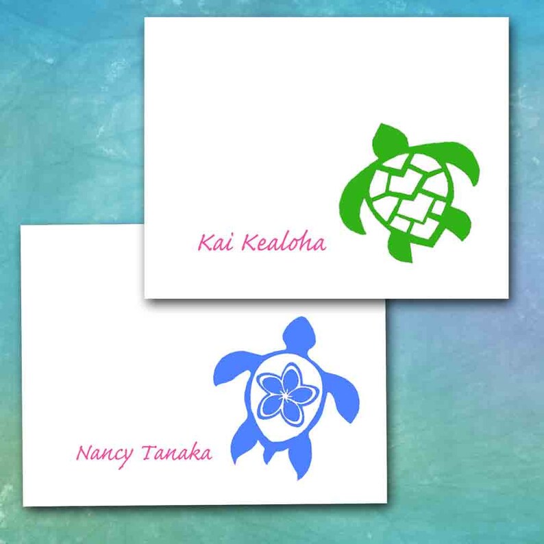 Hawaiian Sea Turtle Note Cards Five Designs Custom - Etsy