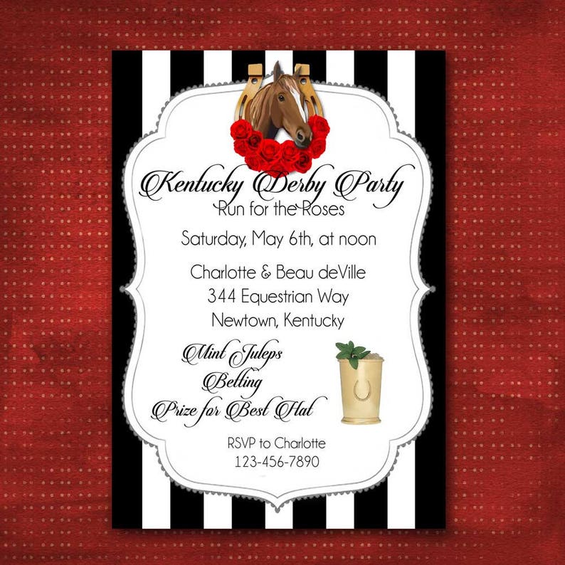 Kentucky Derby Einladung: Run for the Roses, DIY Printable Bild 1