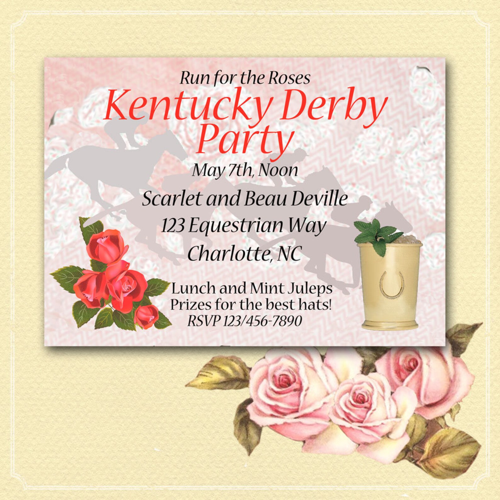 Kentucky Derby Invitation DIY Party Printable Party Etsy