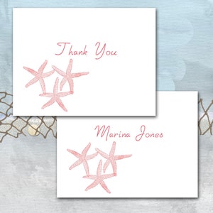 Starfish Thank You Cards, Sea Star Beach Wedding Thank You, Custom Personalized, Beach Theme, Sea Life, Made to Order, Starfish Stationery
