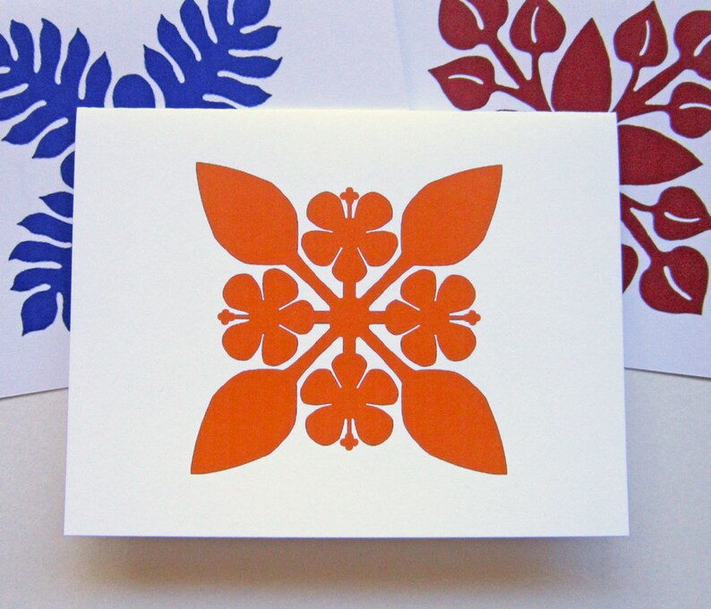 Hawaiian Quilt Design Note Cards Set of Ten Breadfruit Etsy