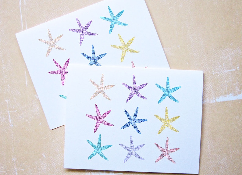 Starfish Note Cards Tropical Vow Renewal Set of Ten Wedding Thank You Beach Wedding Starfish Thank You Sea Star Beach Stationery