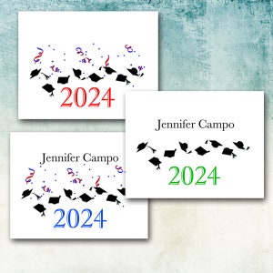 Graduation Thank You Note Cards, Customized with Your Name and School Color/Date Thank You, Toss Your Hat, Confetti, Matching DIY Invitation