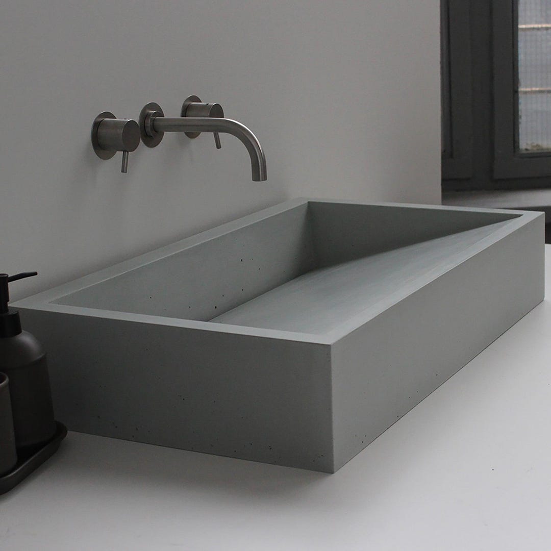 Ramp Concrete Sink | Architectural Angular Vanity Basin | Handmade ...