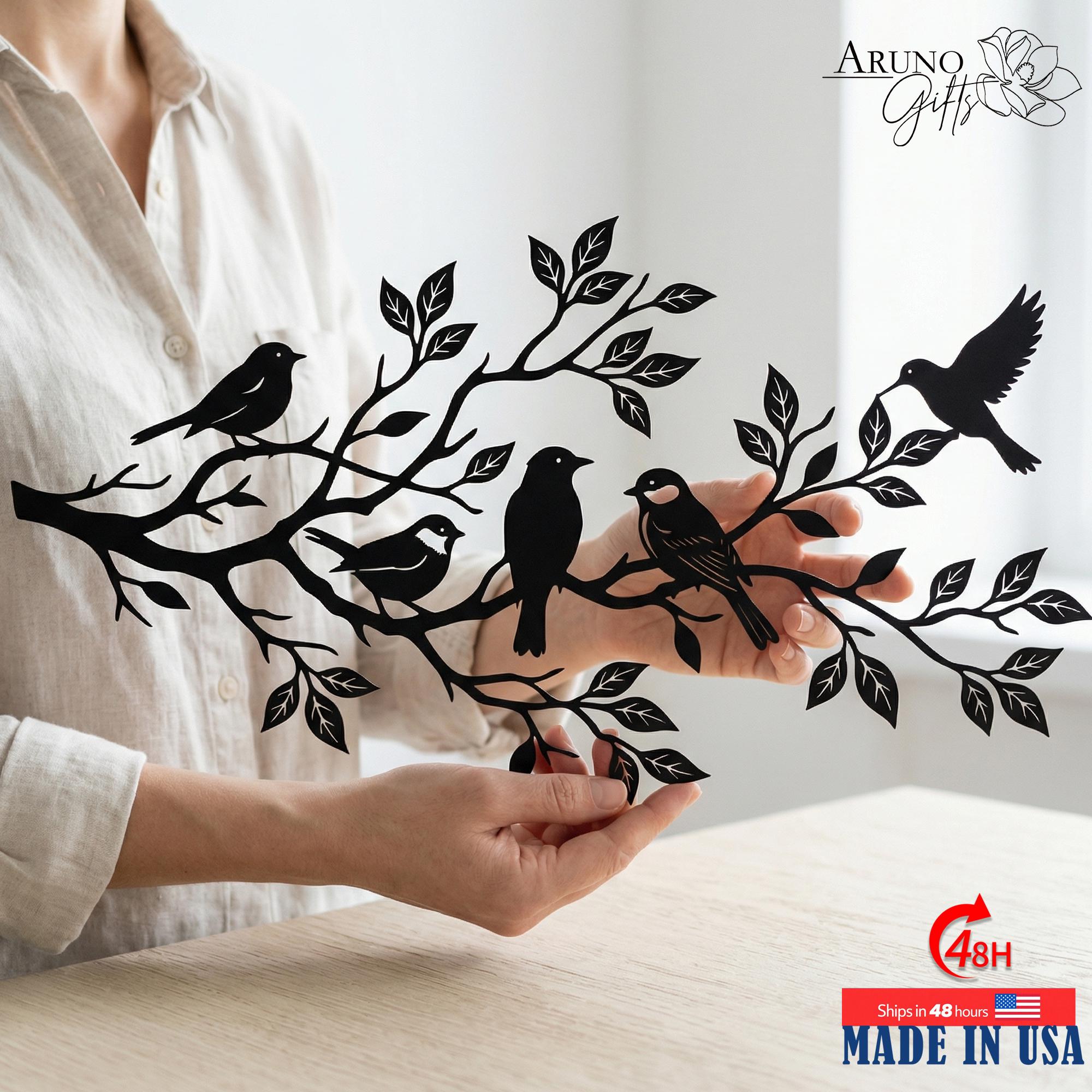 Birds on Branch Metal Wall Art, Bird Metal Wall Decor, Nature Lover ...