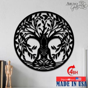 Buddha Metal Sign ,Tree Of Life Art, Chakra Art,Buddha Metal Wall Art, Hindu Wall Decor,Spiritual Crafts, Yoga Studio, Meditation Room Decor