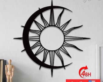 Sun and Moon Metal Wall Art,Warming Gift, Mystic HomeDecor, Living Room Art,Wall Decor, Minimalist Moon Sun Decor, Boho Celestial Wall Decor