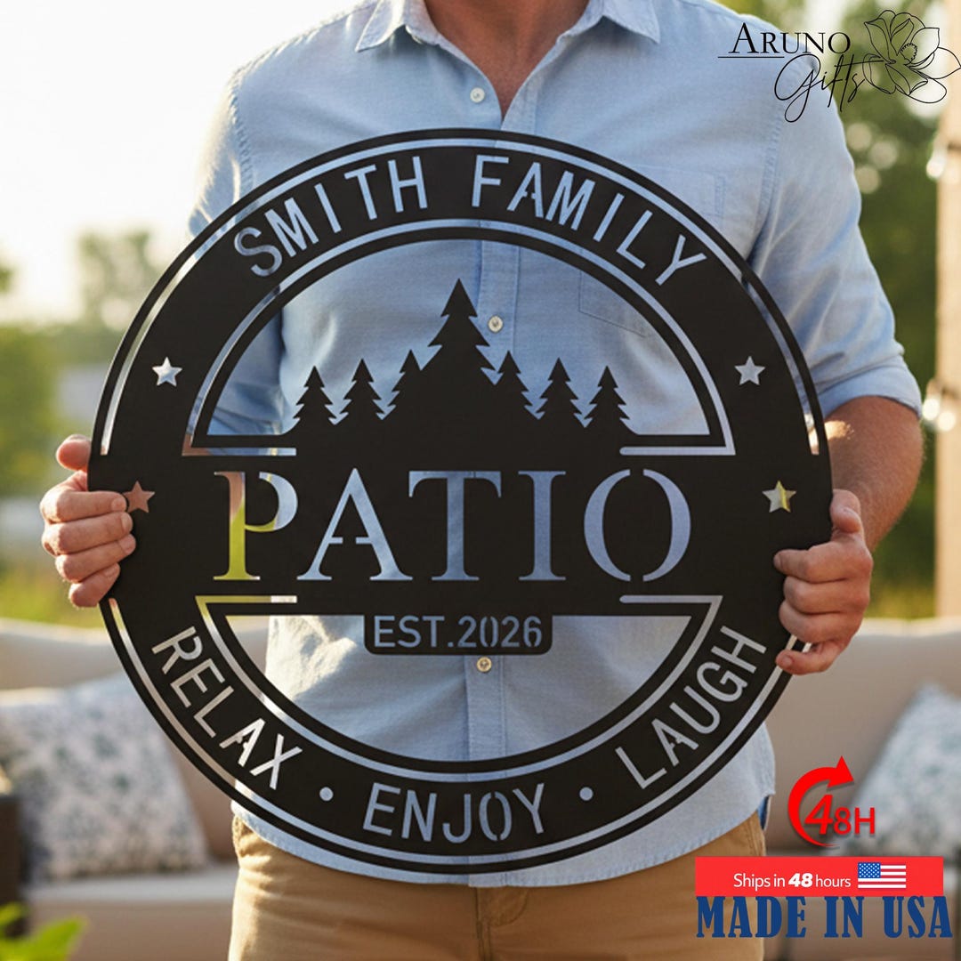 Custom Patio Metal Sign, Personalized Outdoor Patio Lounge Decor ...