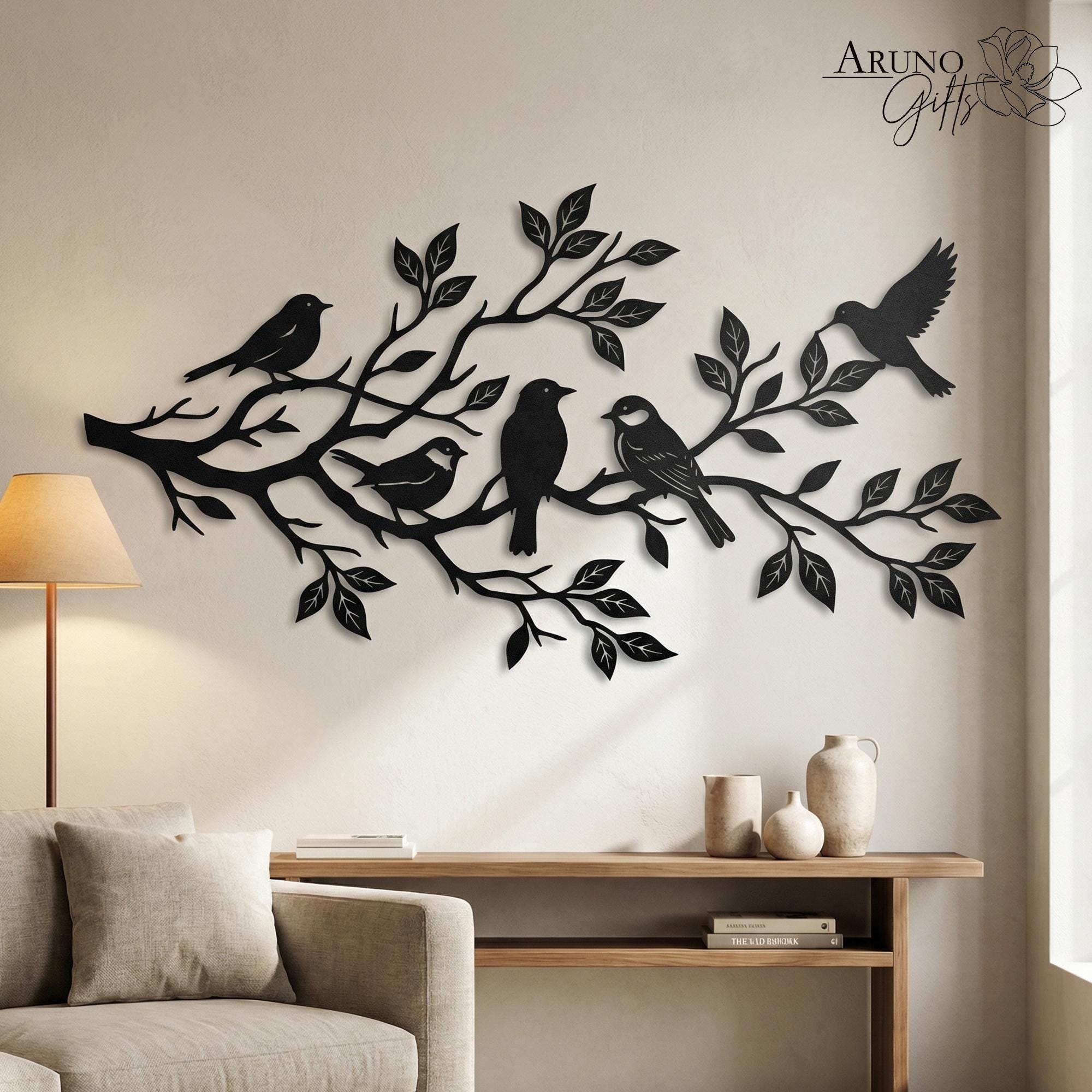 Birds on Branch Metal Wall Art, Bird Metal Wall Decor, Nature Lover ...