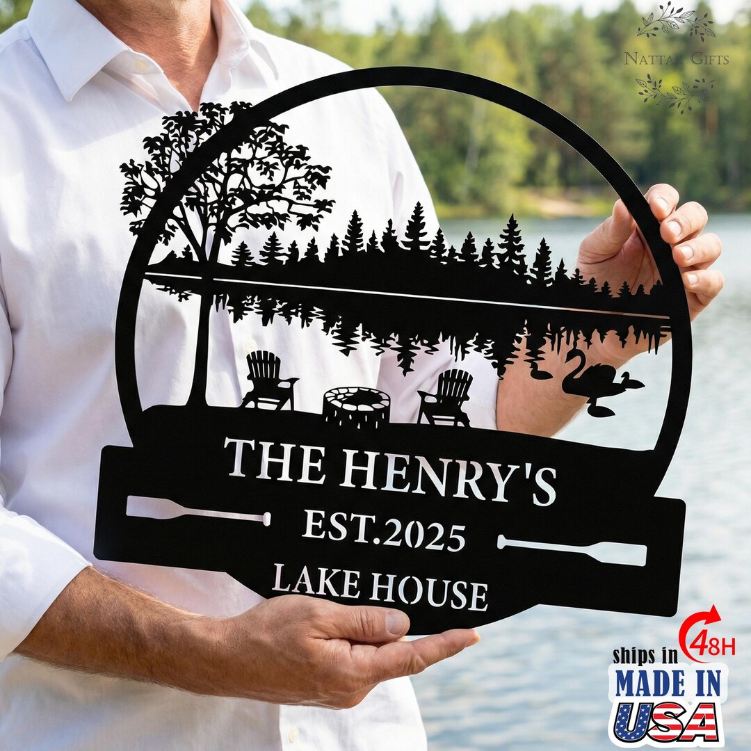Custom Lake House Metal Sign,cabin Lake House Decor, Forest Lake Sign ...