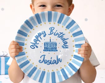 Personalized Birthday Plate for Boy, Custom Name Ceramic Keepsake, Birthday Gift for Kids, Family Party Decor, Memory Plate P43GAM0