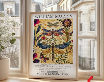 William Morris Dragonfly Art Nouveau Floral Poster