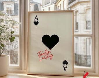 Ace of Hearts Print: Retro Playing Card Wall Art