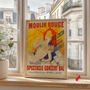 Moulin Rouge Vintage Poster, French Cabaret Wall Art, Vintage Poster, Retro French Advertisement, Vintage Wall Art, Retro Wall Art