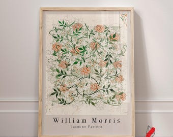 William Morris Jasmine Pattern Art Print: Vintage Floral Canvas