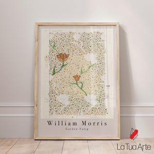 William Morris Garden Tulip Pattern Wall Art, Vintage Floral Framed Canvas,  Botanical Print, William Morris Print, Vintage Wall Art