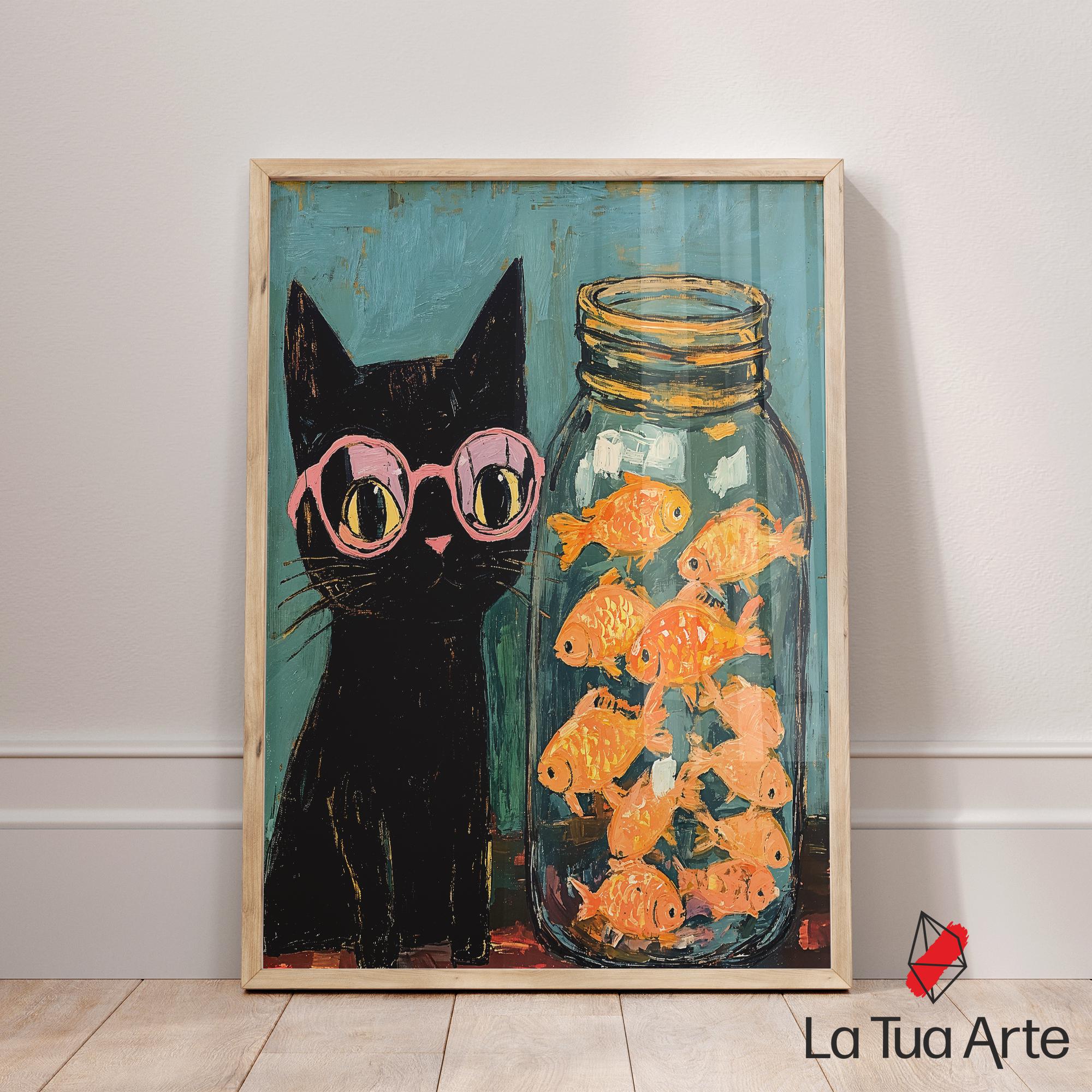 Matisse Cat Goldfish Art Print: Funny Black Cat Poster - Etsy